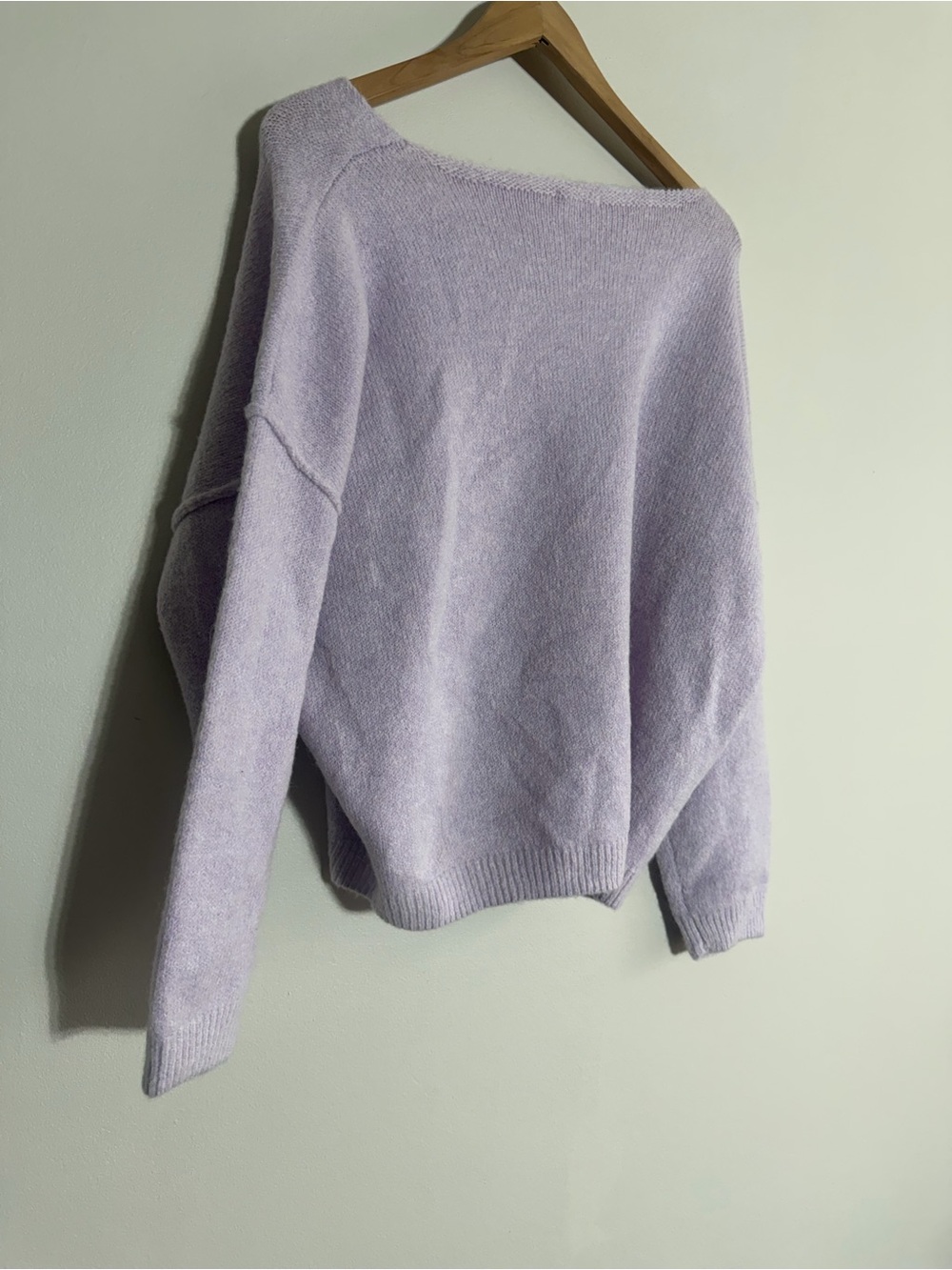 ESQUALO Lilac Mohair Wool Blend Luxury Oversized V-Neck Sweater Size Small - Picture 6 of 7